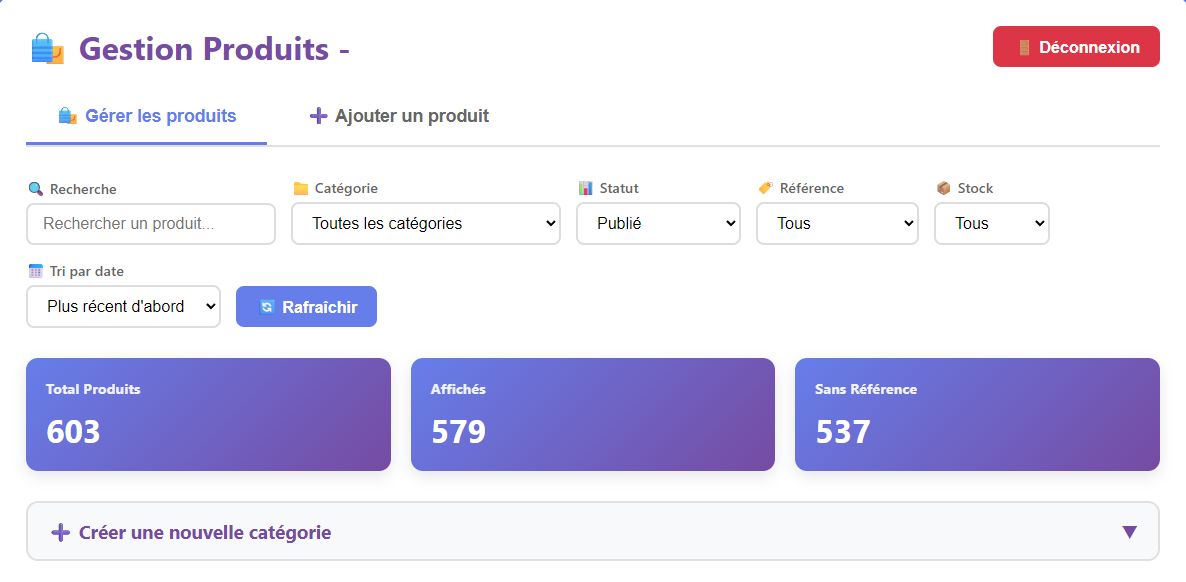 Gestion produits WooCommerce